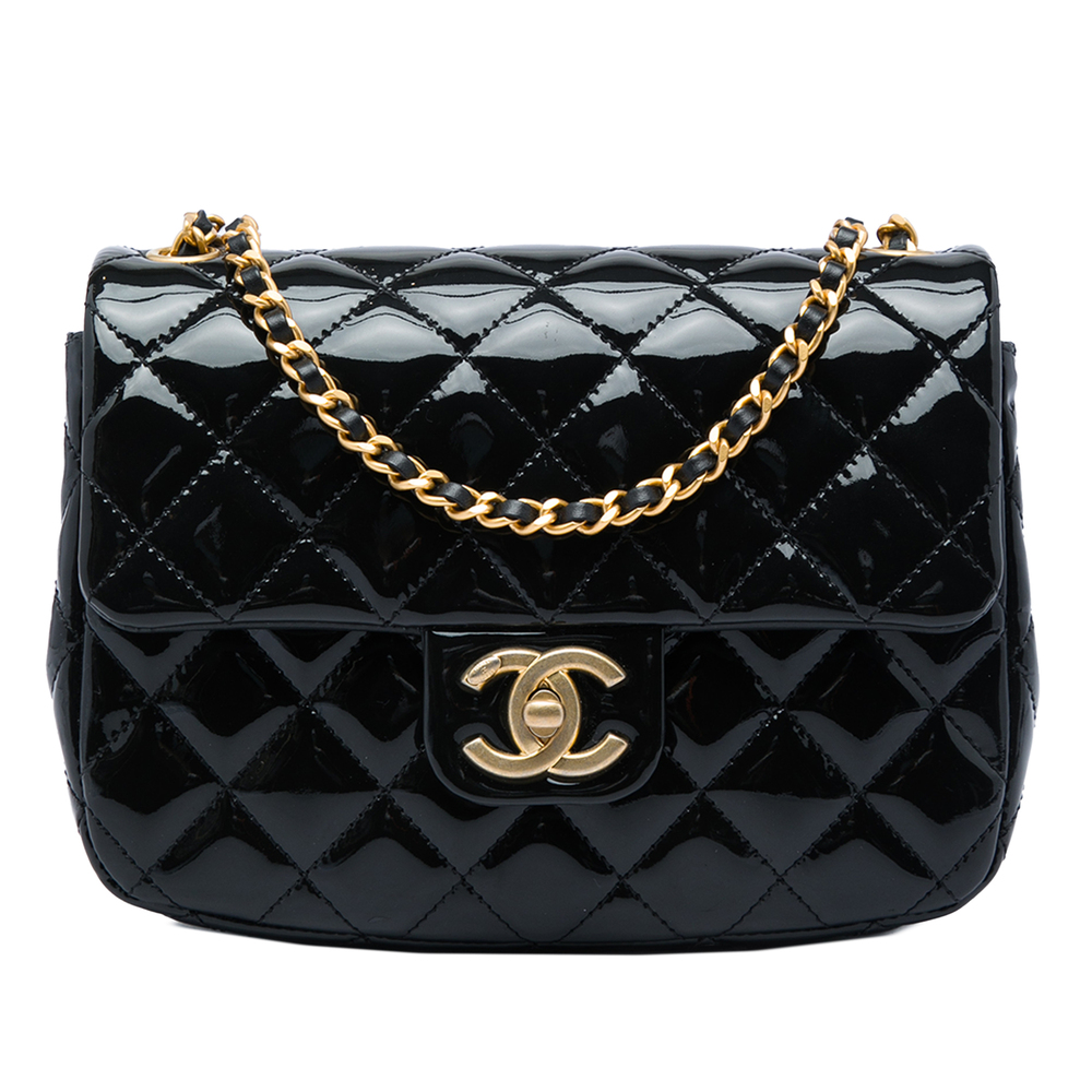 Pre-Loved Chanel Mini Square Classic Patent Enamel Coco Hearts Single Flap
